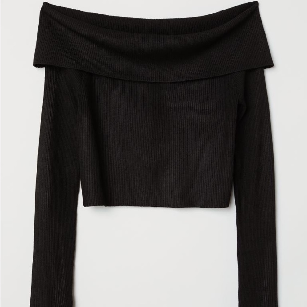 Fitted Off-The-Shoulder Sweater Top